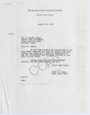 [Letter from Thomas L. James to W. Browne Baker, August 11, 1954]
