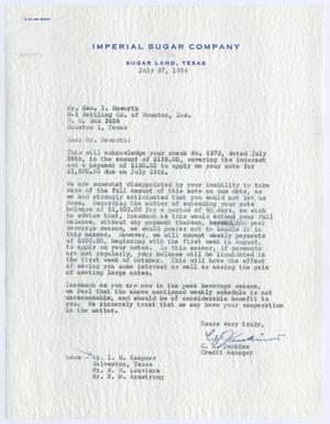 [Letter from C. H. Jenkins to George I. Haworth, July 27, 1954]