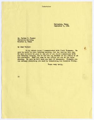 [Letter from Isaac Herbert Kempner to Walter F. Woodul, September 9, 1954]