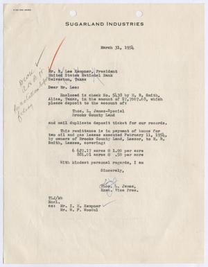 [Letter from Thomas L. James to Robert Lee Kempner, March 31, 1954]