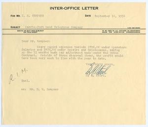 [Letter from Gus A. Stirl to Isaac Herbert Kempner, September 14, 1954]