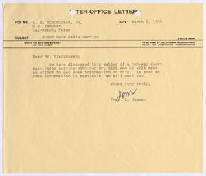 [Letter from Thomas Leroy James to A. H. Blackshear Jr., March 2, 1954]