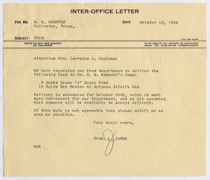 [Letter from Thomas L. James to D. K. Kempner, October 13, 1954]