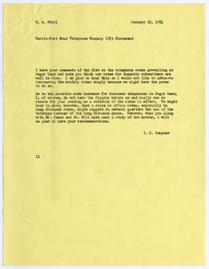 [Letter from I. H. Kempner to Gus A. Stirl, January 22, 1954]