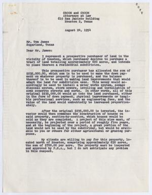 [Letter from John A. Croom to Thomas Leroy James, August 24, 1954]