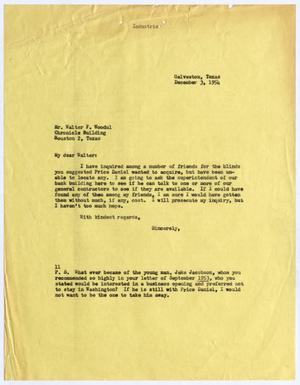 [Letter from I. H. Kempner to Walter F. Woodul, December 3, 1954]