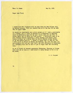Primary view of object titled '[Letter from Isaac Herbert Kempner to Thomas Leroy James, May 22, 1954]'.