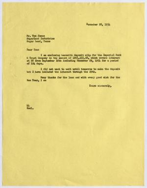 [Letter from A. H. Blackshear, Jr. to Tom James, December 28, 1954]