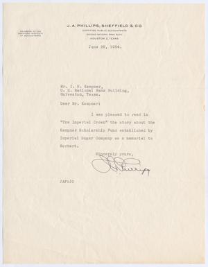 [Letter from Jay A. Phillips to Isaac Herbert Kempner, June 26, 1954]