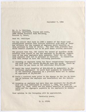 [Letter from Gus A. Stirl to Jay A. Phillips, September 7, 1954]