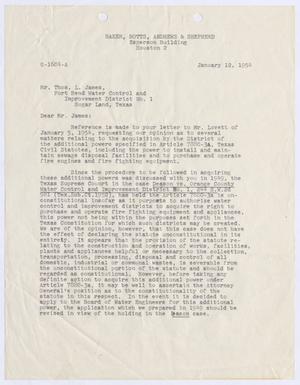[Letter from Baker, Botts, Andrews & Shepherd to Thomas Leroy James, January 12, 1954]