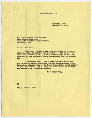 [Letter from I. H. Kempner to E. H. Thornton, Jr., September 10, 1954]