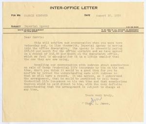 [Letter from Thomas Leroy James to Harris Leon Kempner, August 20, 1954]