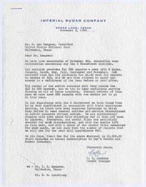 [Letter from C. H. Jenkins to R. Lee Kempner, November 5, 1954]