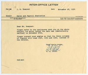 [Inter-Office Letter from G. A. Stirl to I. H. Kempner, November 26, 1954]