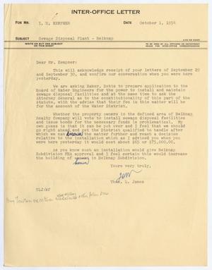 [Letter from Thomas Leroy James to Isaac Herbert Kempner, October 1, 1954]