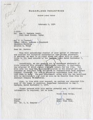 [Letter from Thomas L. James to T. F. Morton, February 9, 1954]