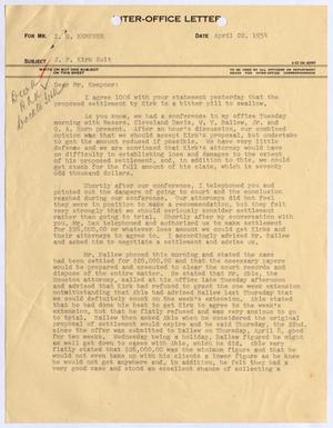 [Letter from Thomas L. James to I. H. Kempner, April 22, 1954]