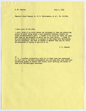 [Letter from Isaac Herbert Kempner to C. H. Jenkins, July 1, 1954]