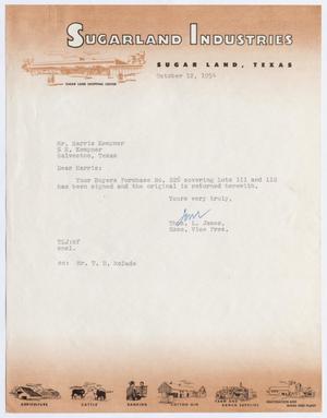 [Letter from Thomas L. James to Harris Kempner, October 12, 1954]