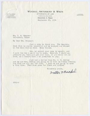 [Letter from Walter F. Woodul to I. H. Kempner, September 28, 1954]