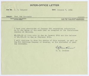 Primary view of object titled '[Letter from C. H. Jenkins to I. H. Kempner, January 7, 1954]'.