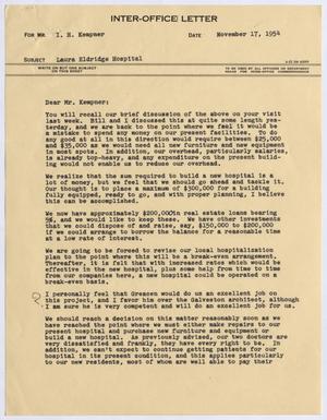 [Letter from Thomas L. James to I. H. Kempner, November 17, 1954]