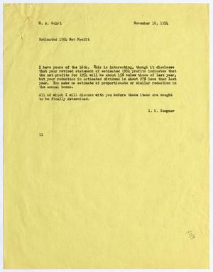 [Letter from I. H. Kempner to G. A. Stirl, November 18, 1954]