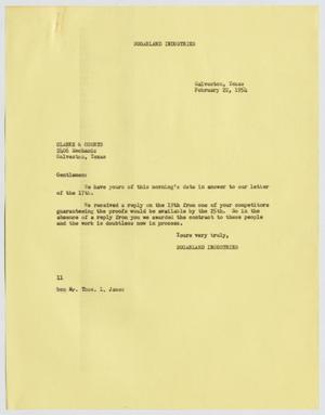 [Letter from Isaac Herbert Kempner to Clarke & Courts, February 22, 1954]