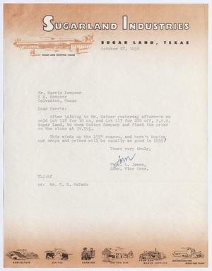 Primary view of object titled '[Letter from Thomas L. James to Harris Kempner, October 27, 1954]'.