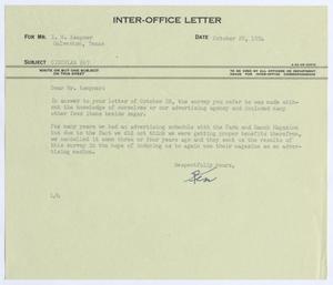 [Letter from Ken L. Laird to I. H. Kempner, October 29, 1954]