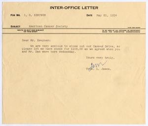 [Letter from Thomas Leroy James to Isaac Herbert Kempner, May 21, 1954]