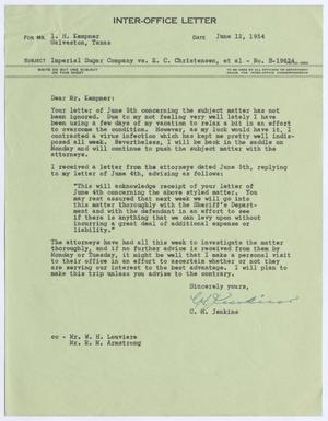 [Letter from C. H. Jenkins to I. H. Kempner, June 12, 1954]