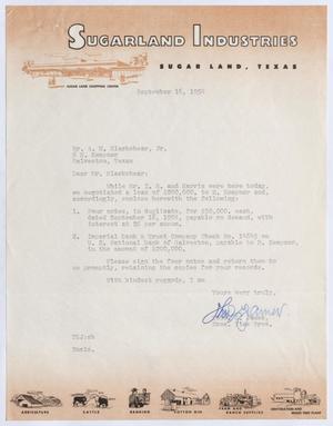 [Letter from Thomas Leroy James to A. H. Blackshear Jr., September 16, 1954]