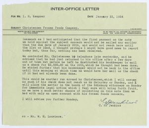 [Letter from C. H. Jenkins to I. H. Kempner, January 22, 1954]