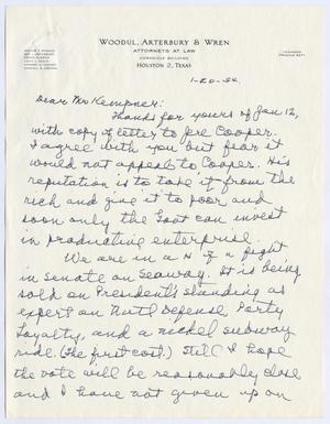 [Letter from Walter F. Woodul to I. H. Kempner, January 20, 1954]