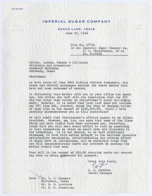 [Letter from C. H. Jenkins to Kelley, Looney, McLean & Littleton, June 30, 1954]