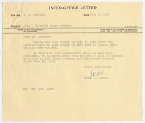 [Letter from Thomas Leroy James to Isaac Herbert Kempner, July 9, 1954]