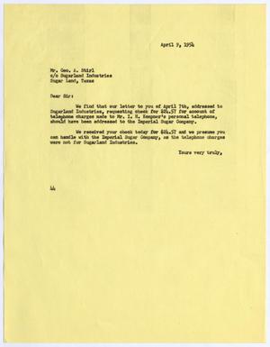 [Letter from A. H. Blackshear, Jr. to George A. Stirl, April 9, 1954]