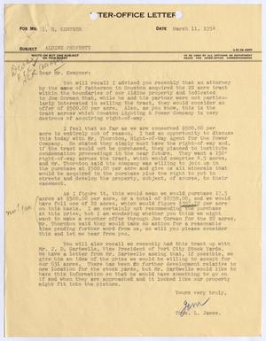 [Letter from Thomas L. James to I. H. Kempner, March 11, 1954]