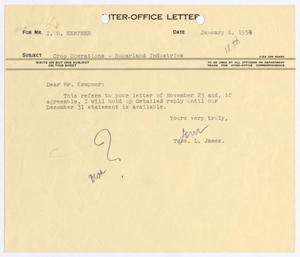 [Letter from Thomas L. James to I. H. Kempner, January 6, 1954]