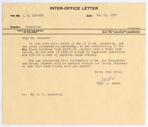 [Letter from Thomas Leroy James to Isaac Herbert Kempner, May 13, 1954]