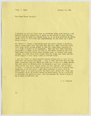 [Letter from Isaac Herbert Kempner to Thomas Leroy James, January 12, 1954]