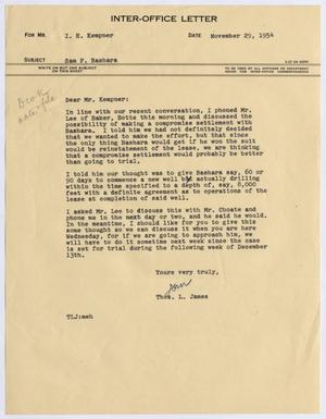 [Letter from Thomas L. James to I. H. Kempner, November 29, 1954]