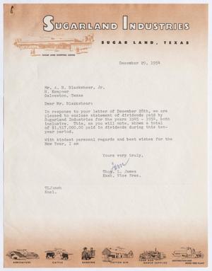 [Letter from Thomas L. James to A. H. Blackshear, Jr., December 29, 1954]