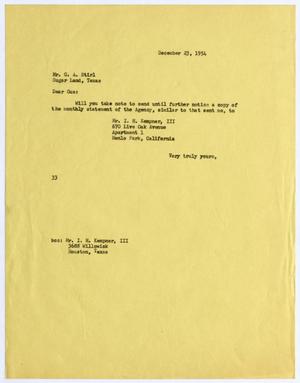 [Letter from A. H. Blackshear to G. A. Stirl, December 23, 1954]