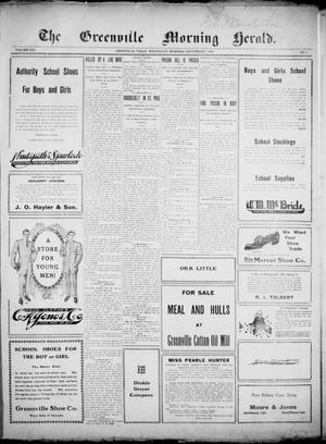 Primary view of object titled 'The Greenville Morning Herald. (Greenville, Tex.), Vol. 20, No. 6, Ed. 1, Wednesday, September 7, 1910'.
