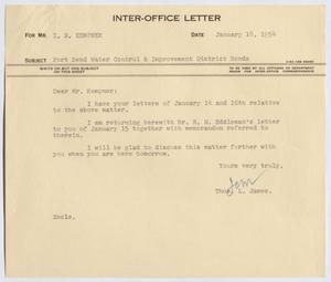 [Inter-Office Letter from Thomas Leroy James to Isaac Herbert Kempner, January 18, 1954]