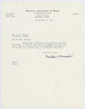 [Letter from Walter F. Woodul to Isaac Herbert Kempner, September 20, 1954]