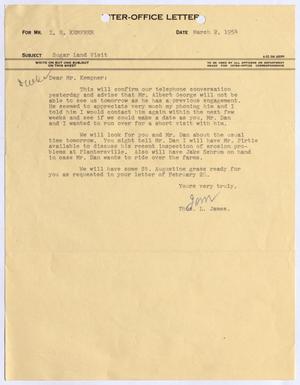 [Letter from Thomas Leroy James to Isaac Herbert Kempner, March 2, 1954]